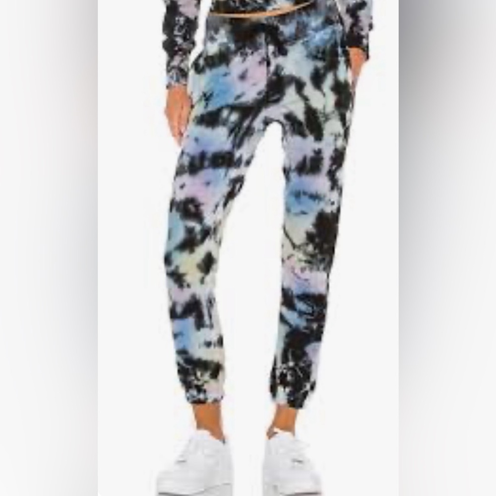 NSF Sayde Obsidian Tie-Dye Sweatpants Joggers Sz M Black, Gray & Pink